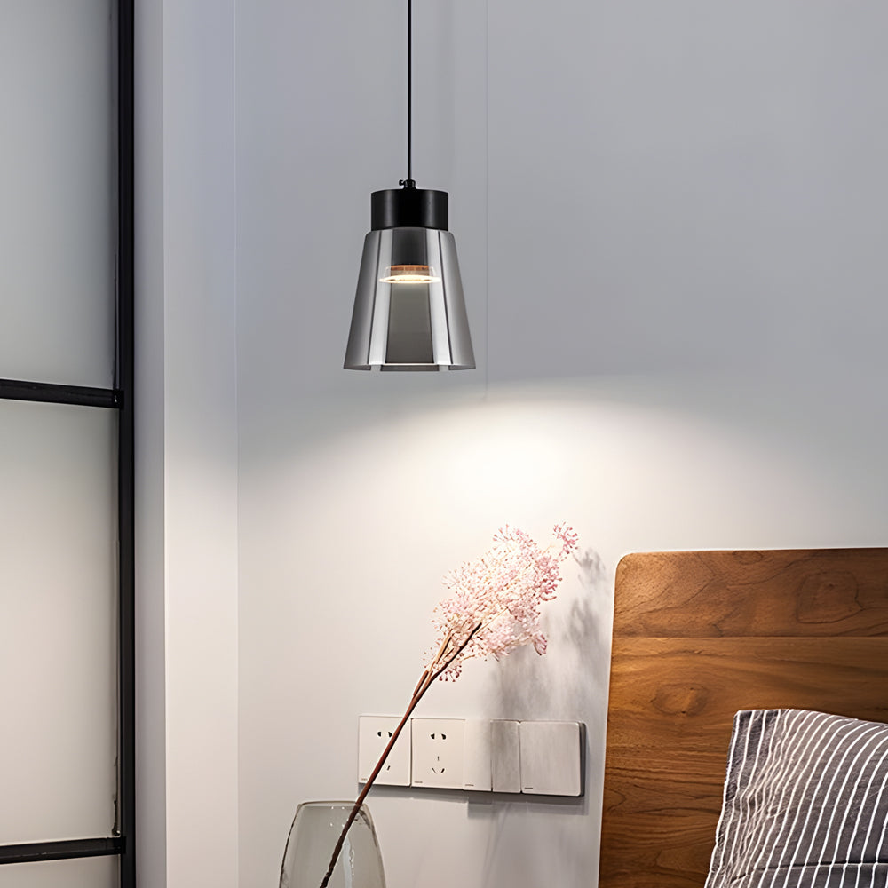 Minimalist Smoke Gray Glass Shade Cob Modern Pendant Lights Chandelier