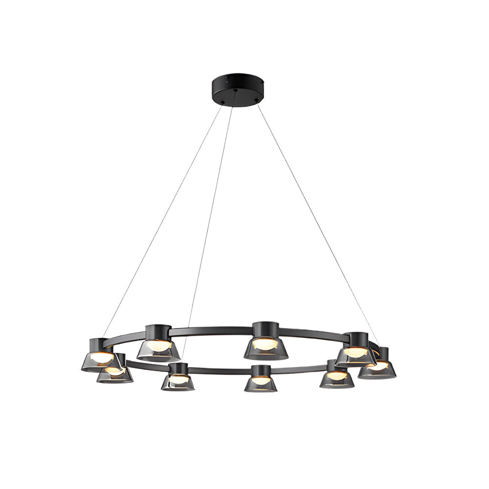 Ring LED Pendant with Smoke Gray Glass Shades