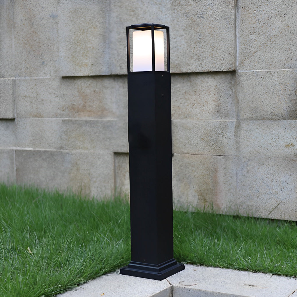 31.49 In. H Aluminum Black Bollard Lights Square Outdoor Path Lights