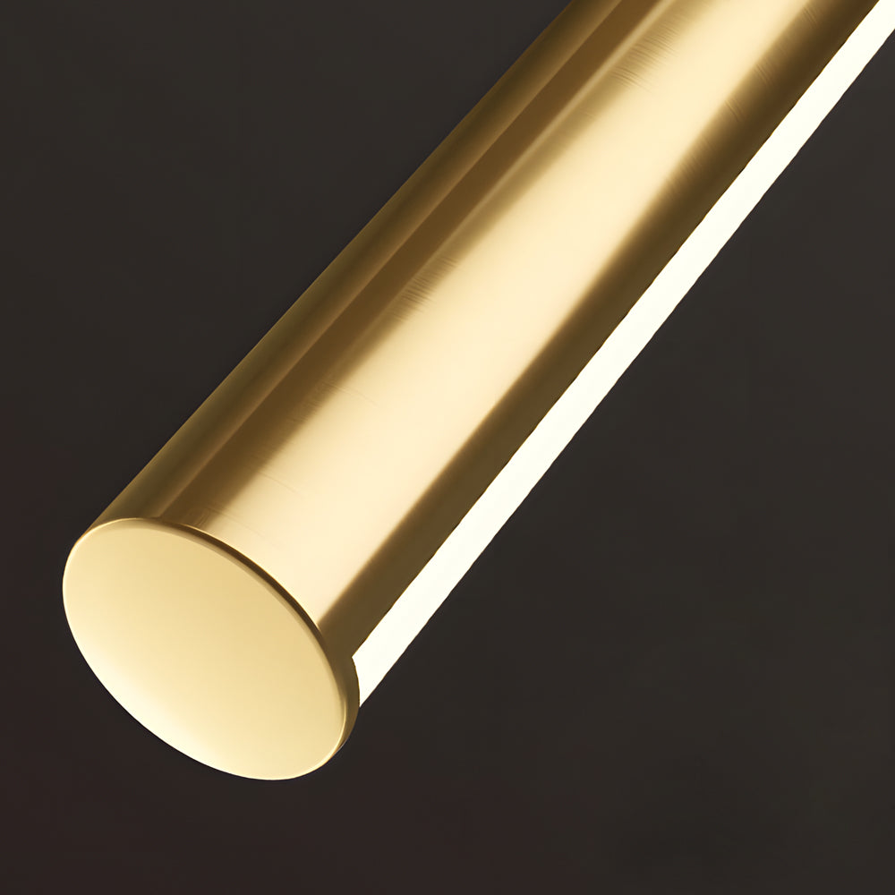 Brushed Brass Linear LED Vanity Light with Slim Cylinder Design for Bathrooms