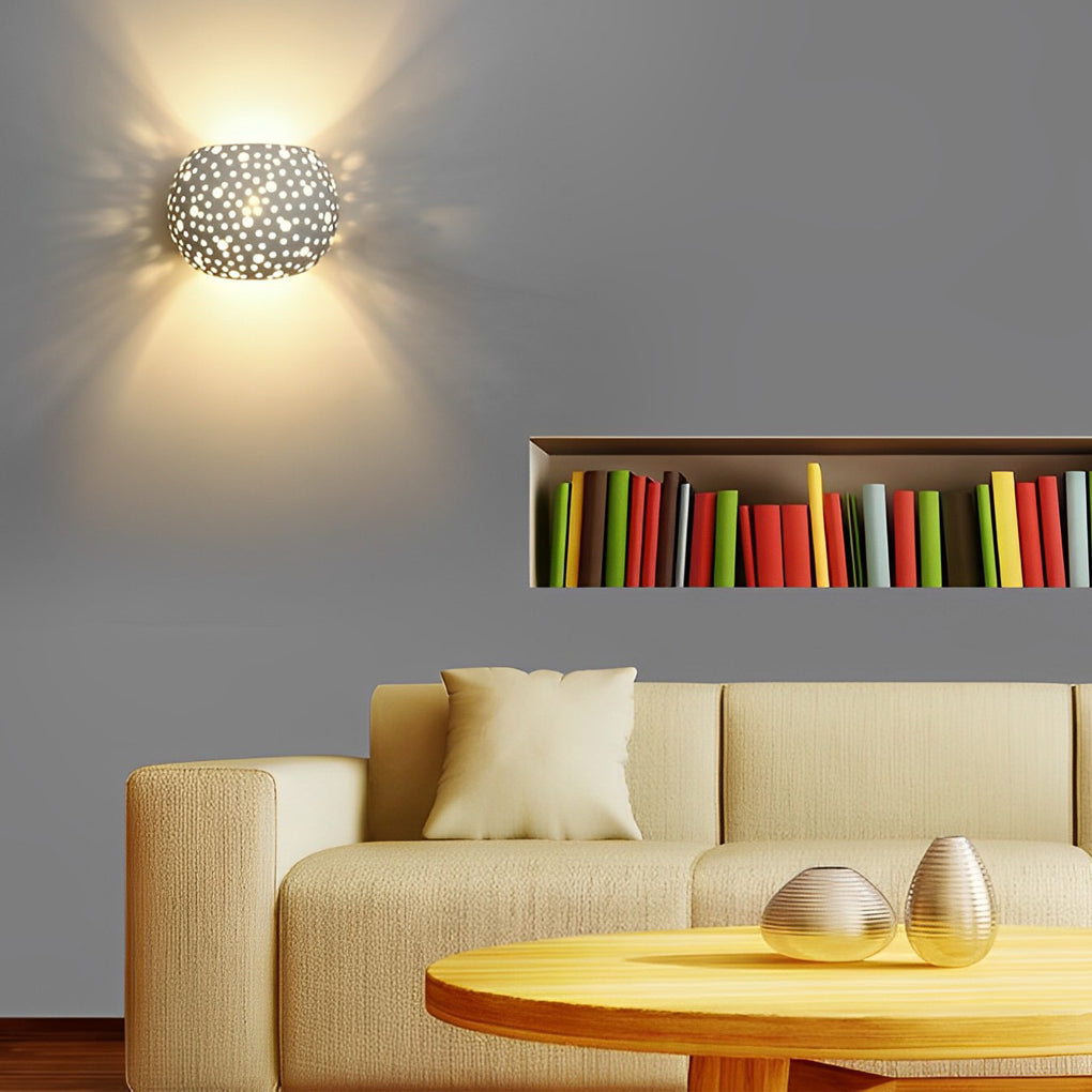 Round Creative Hollow LED up and down Lighting White Nordic Wall Lamp