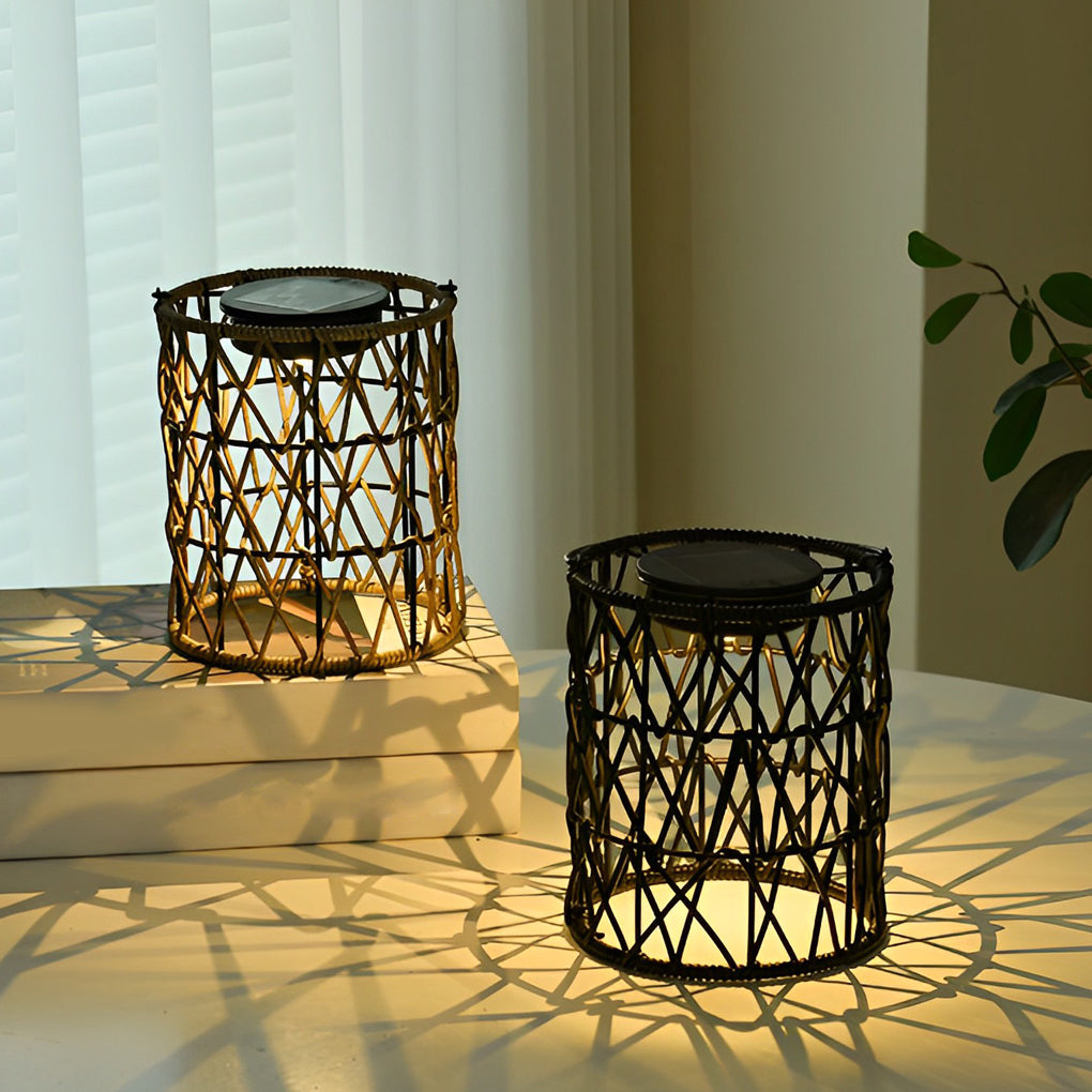 Rattan Lantern Waterproof Creative Modern Solar Garden Lights Lawn Lamp