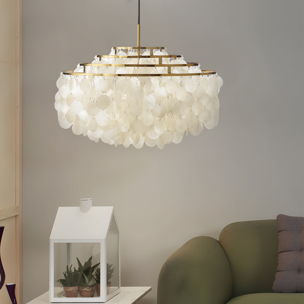 Seashell Discs Chandelier - 39.4'' Chain Length Pendant Lights