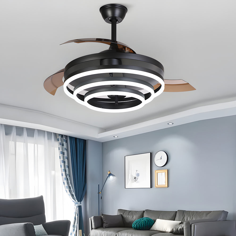 Modern 41" Retractable Ceiling Fan with LED Lights and Remote Control