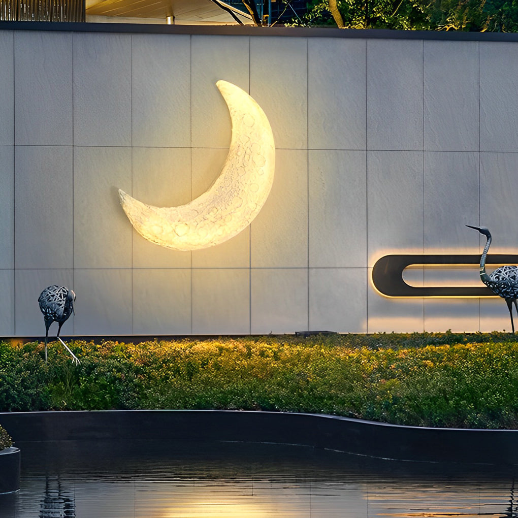 Creative Resin Moon Waterproof LED Modern Outdoor Wall Sconce Lighting