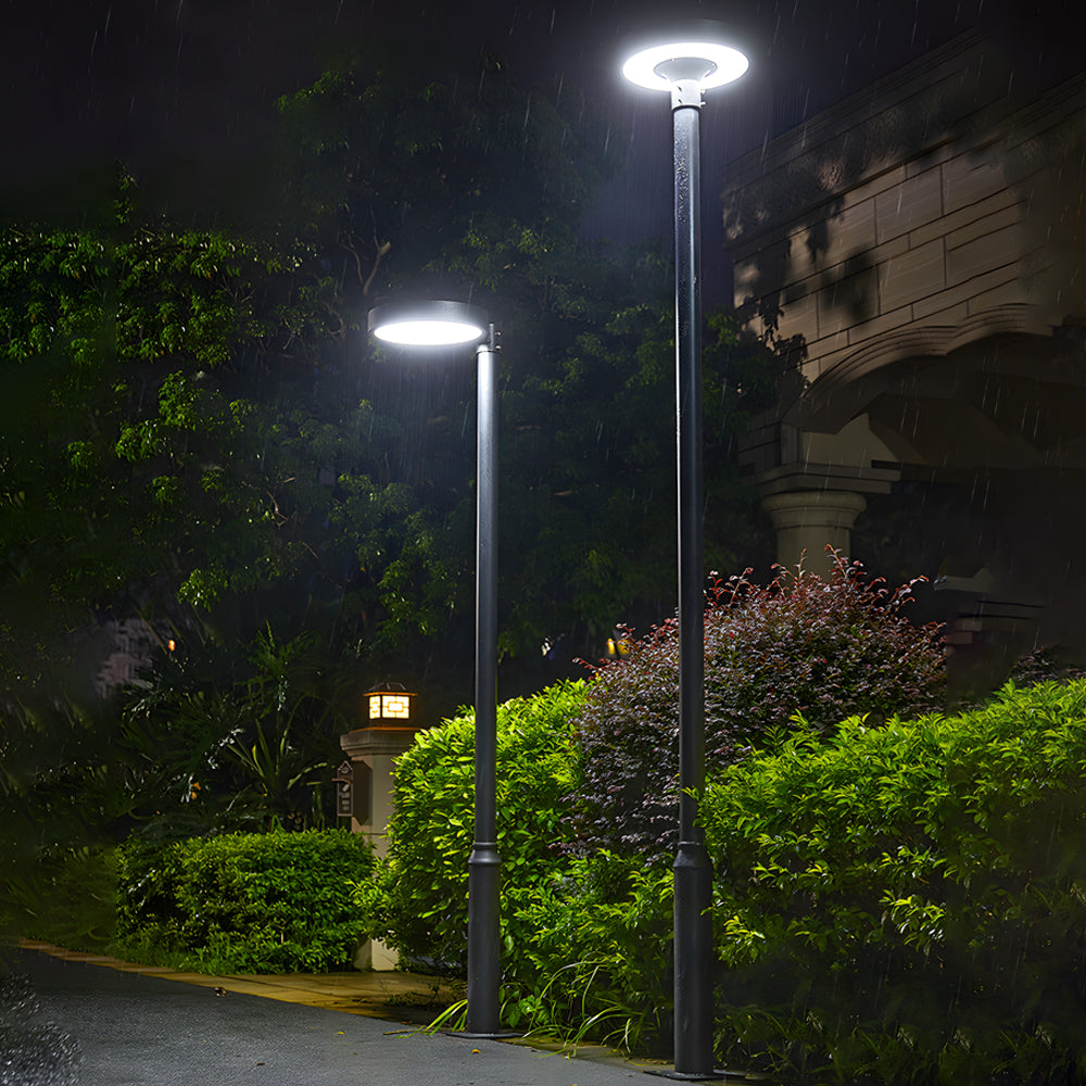 Round Waterproof Smart Remote Control LED Solar Lamp Post Top Lights