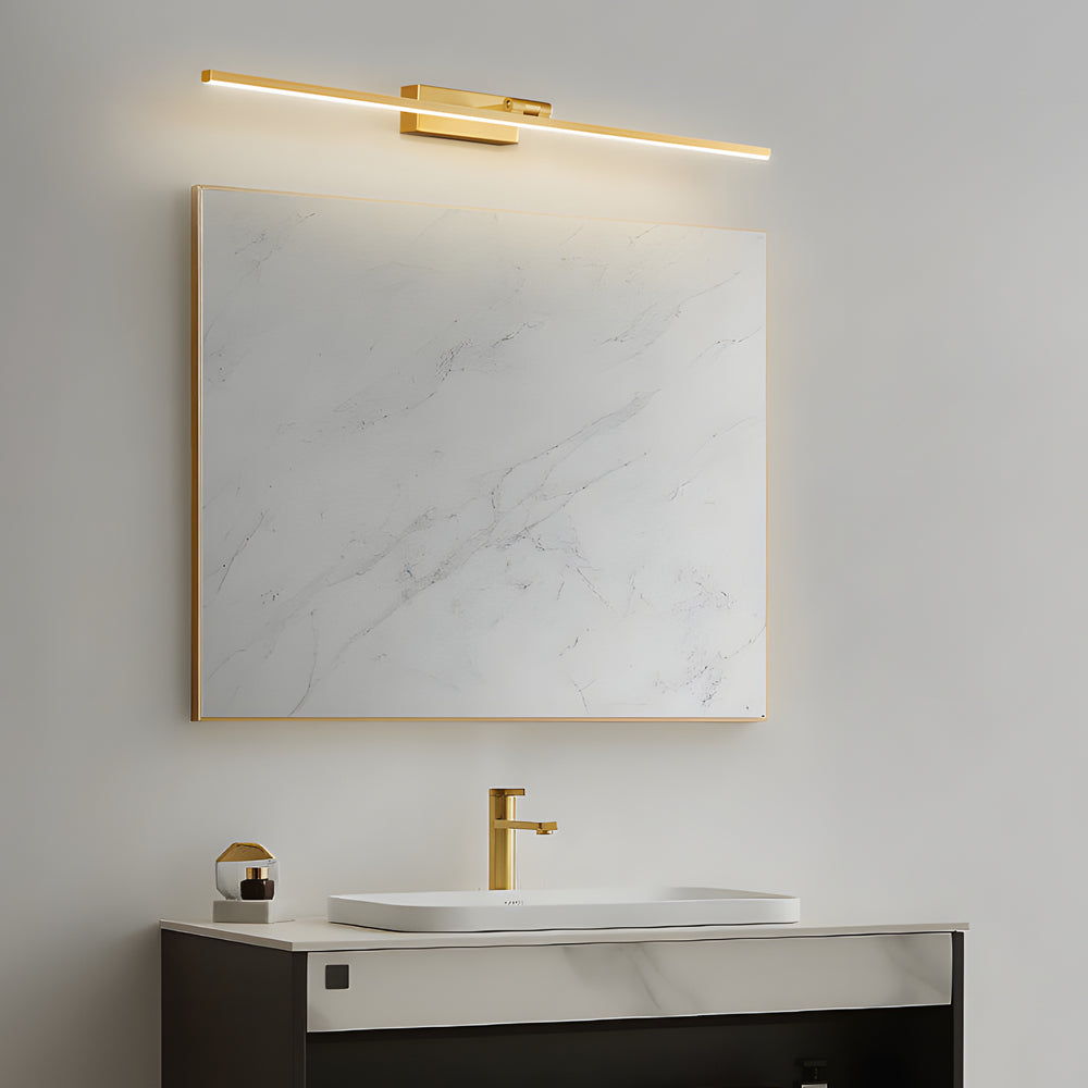 Modern Copper Adjustable LED Bathroom Vanity Light with Rotatable Rod and Linear Acrylic Shade