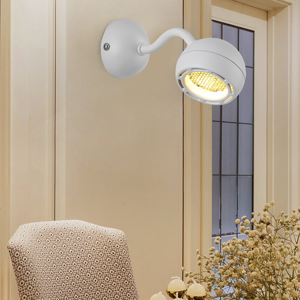 Round Adjustable Iron LED Minimalist Modern Bedside Reading Wall Lamp