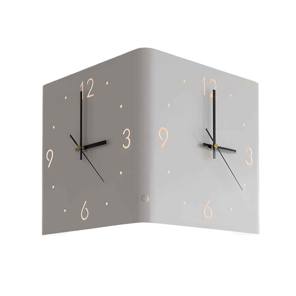 Square Metal Silent Backlit LED Corner Wall Clock Modern Wall Decor