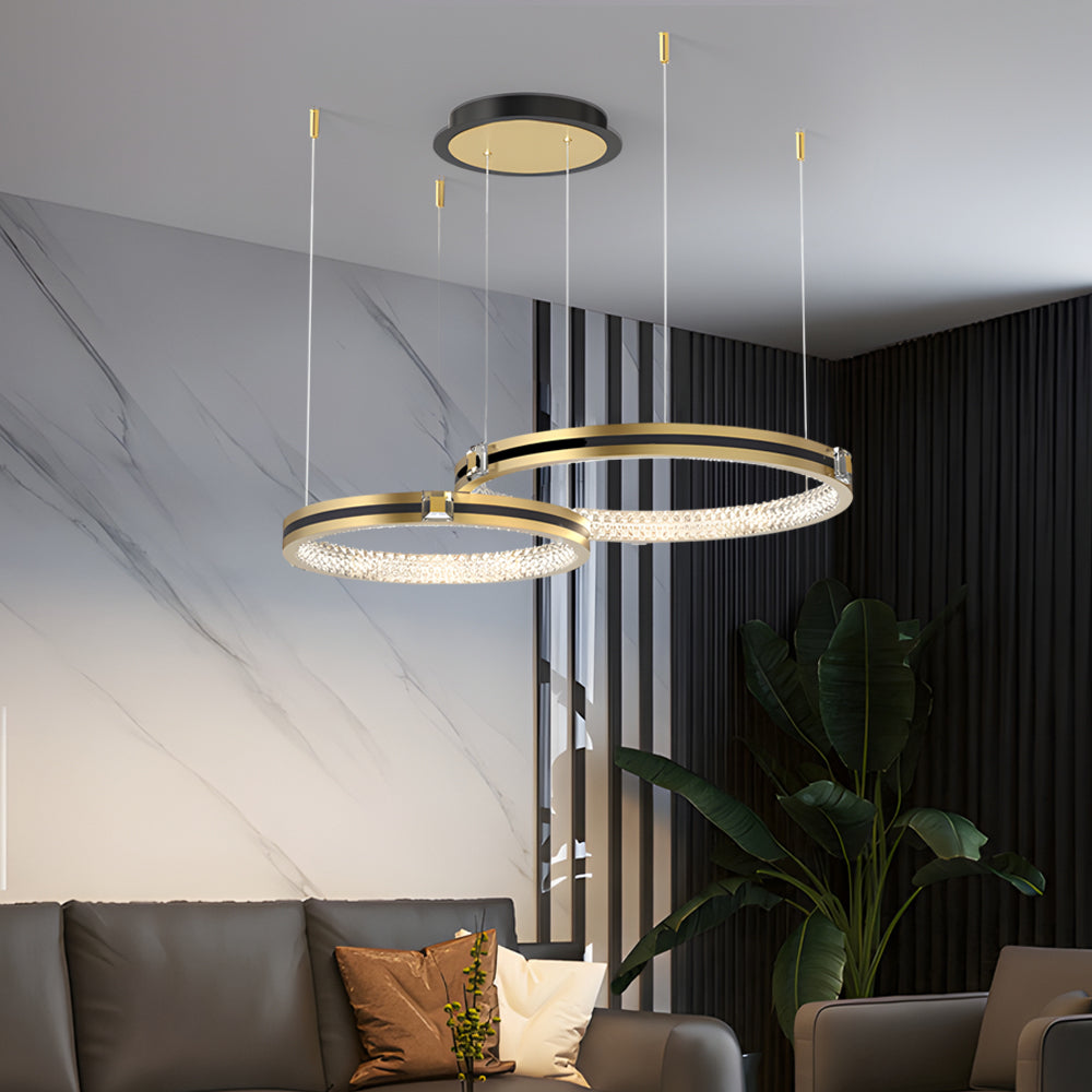 Circular Rings Three Step Dimming Brushed Gold Modern Ceiling Lights Fixture