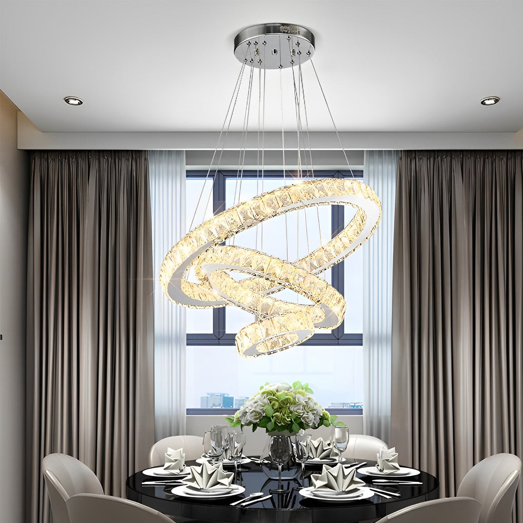 Luxury Crystal LED Chandelier 3-Tier Geometric or Stacked LED Pendant light