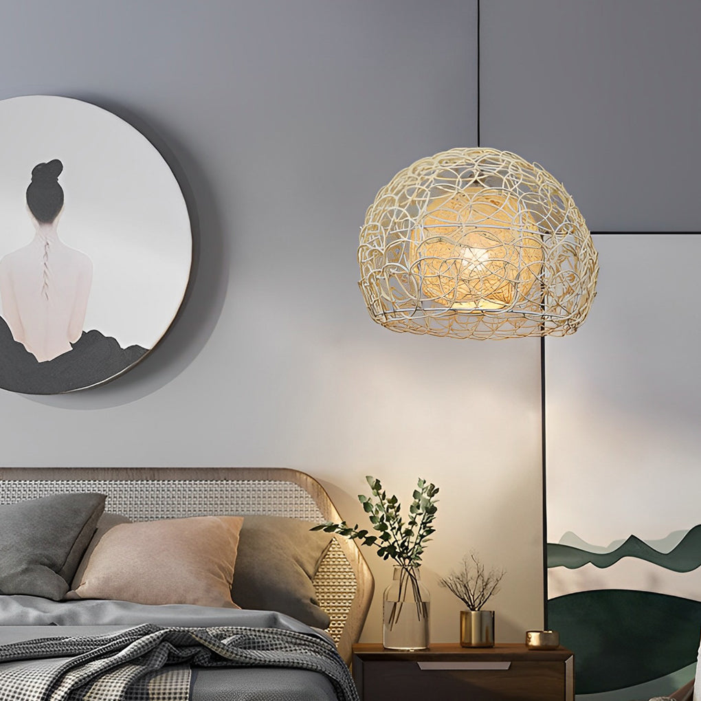 Round Double Layer Rattan Creative Ball Modern Chandelier Pendant Light