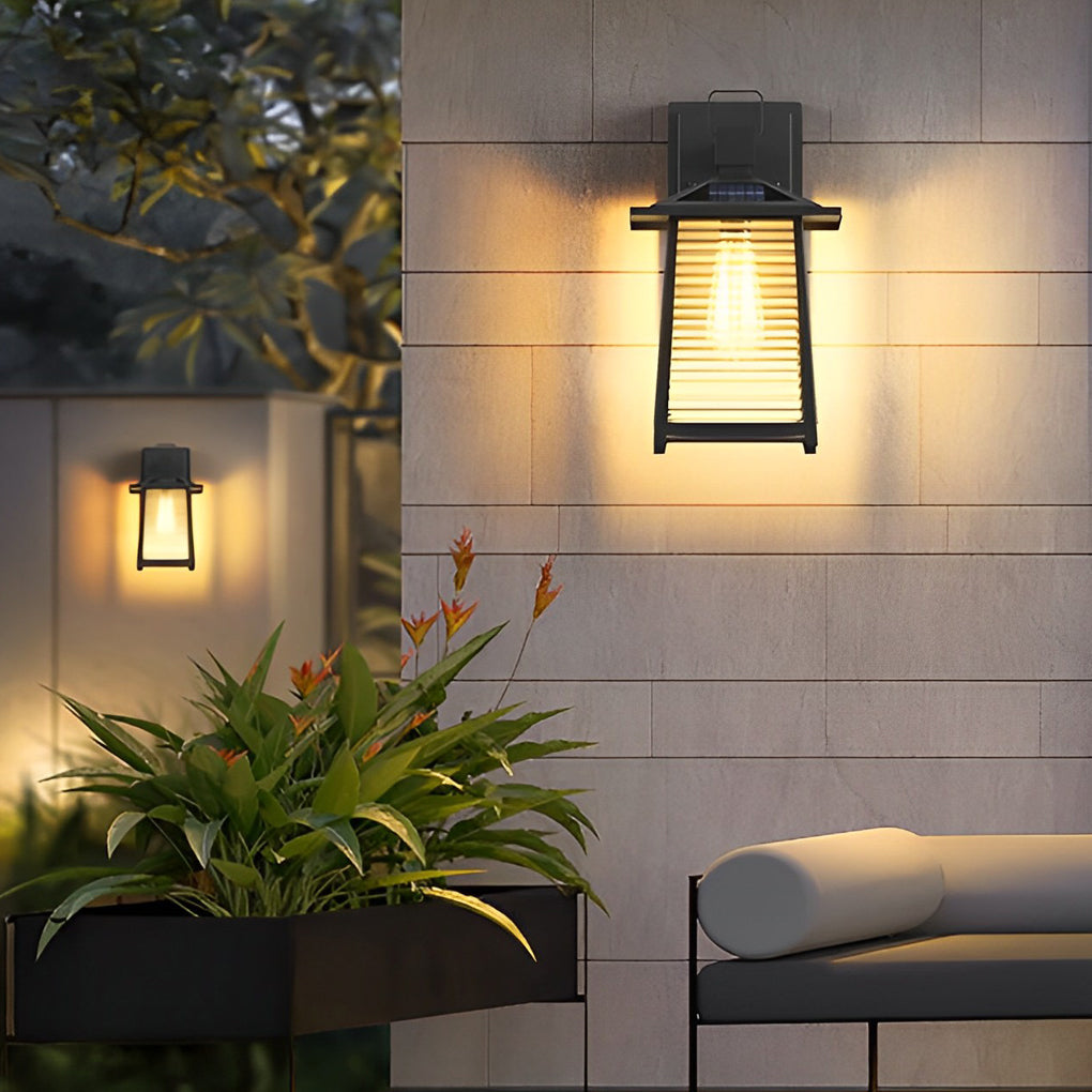 Waterproof Thickened Glass Black Retro Solar Outdoor Wall Lights