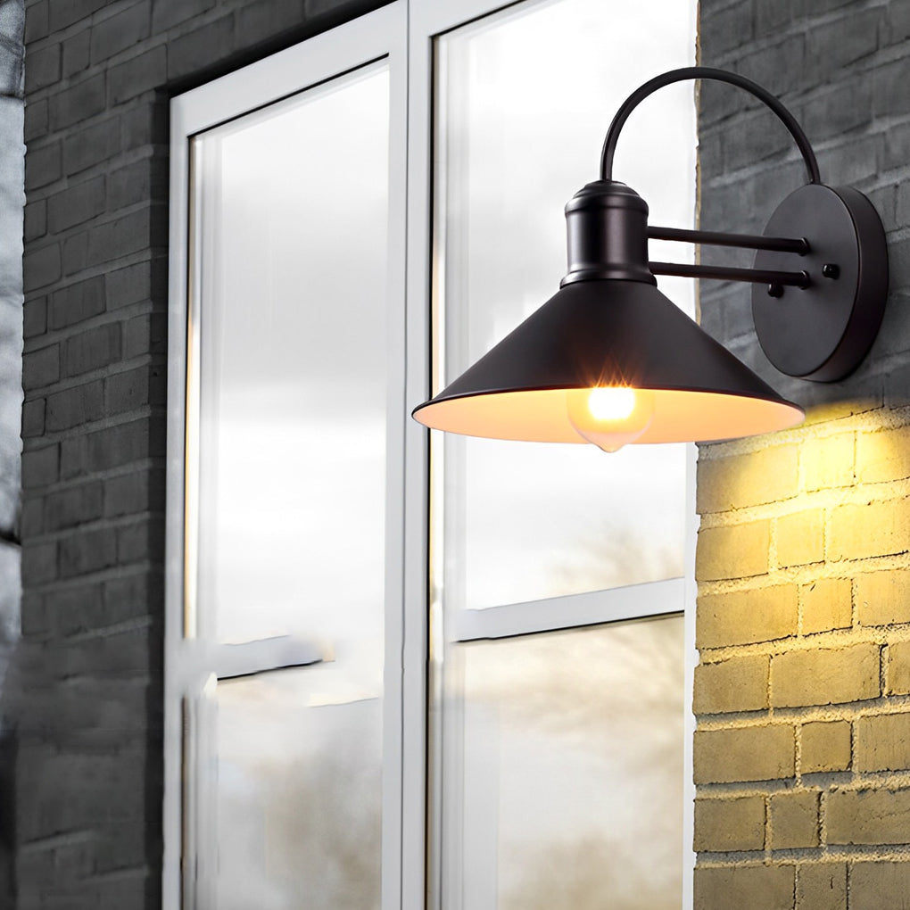 Retro Conical Iron Waterproof Industrial Style Outdoor Wall Lamp Exterior Lights