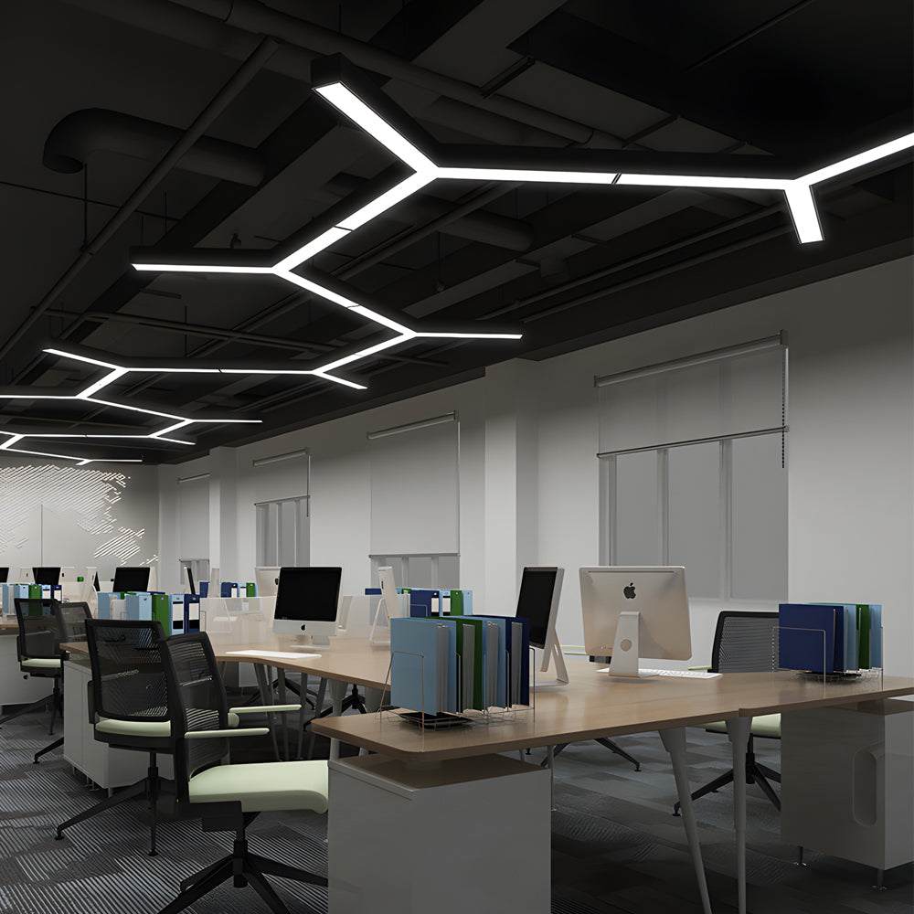 4 Pcs Modern Seamless Y-Shaped Linear LED Office Pendant Lights