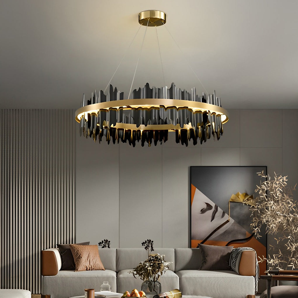 Creative Metal Circular Stepless Dimming LED Post-Modern Chandelier