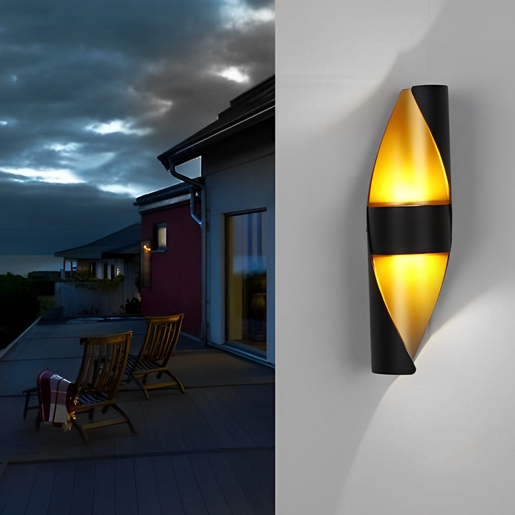 Spiral Exterior Up and Down Wall Lights Outdoor Wall Mounted Light with Gold Interior