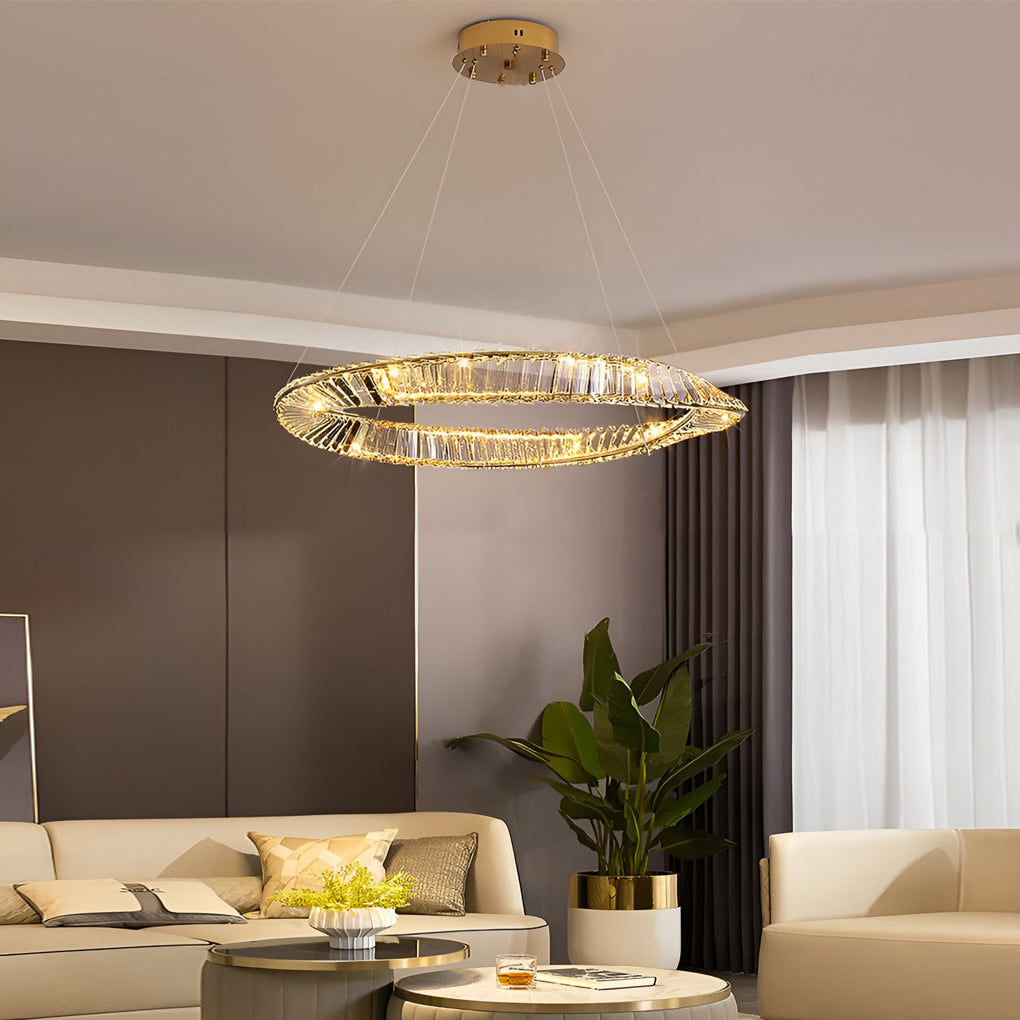 Creative Ring Stepless Dimming Electroplated Modern Crystal Chandelier