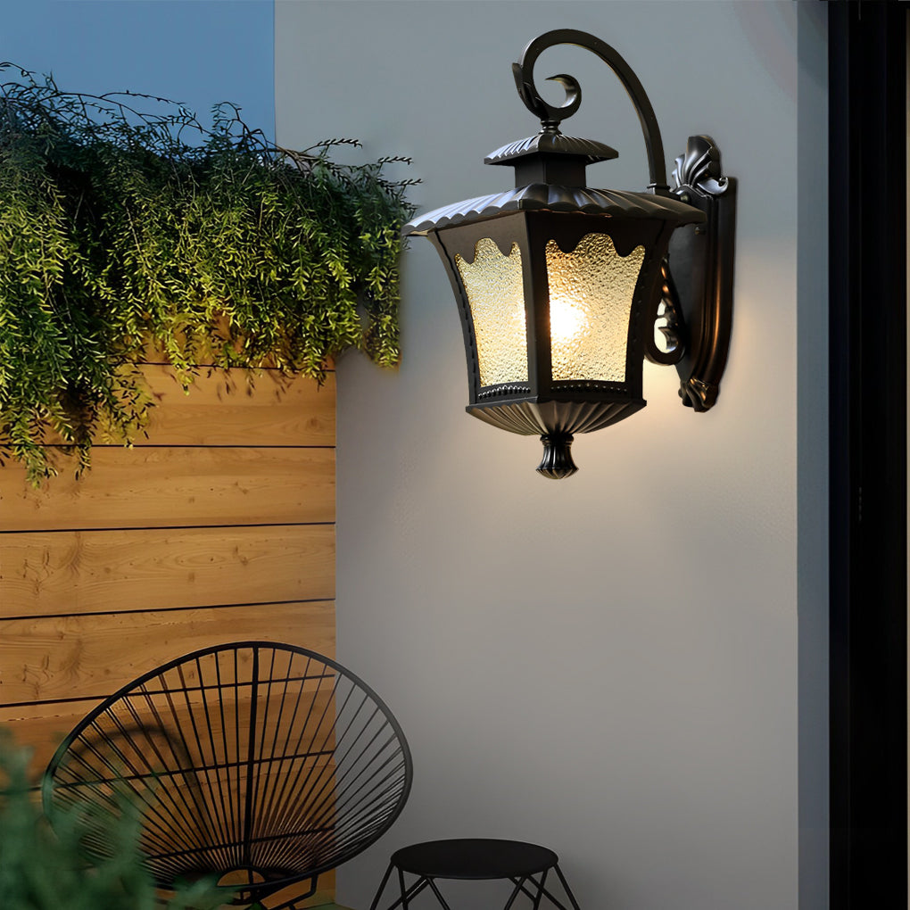 Creative Retro Glass Lantern Waterproof LED European-style Wall Lamp