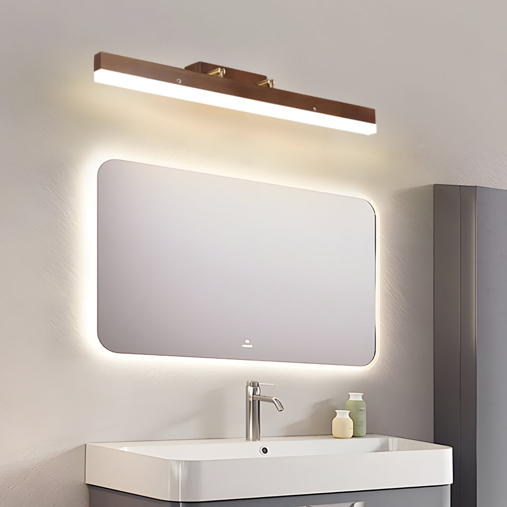 31'' Walnut LED Vanity Light with Warm White Glow Modern Bathroom Lighting