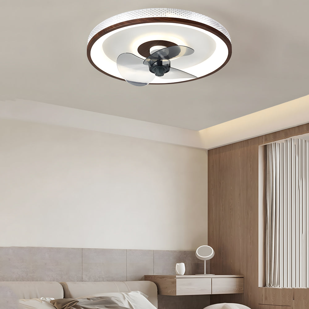 19.7-in Walnut 6-Speed Flush Mount Ceiling Fans With LED Light and Remote