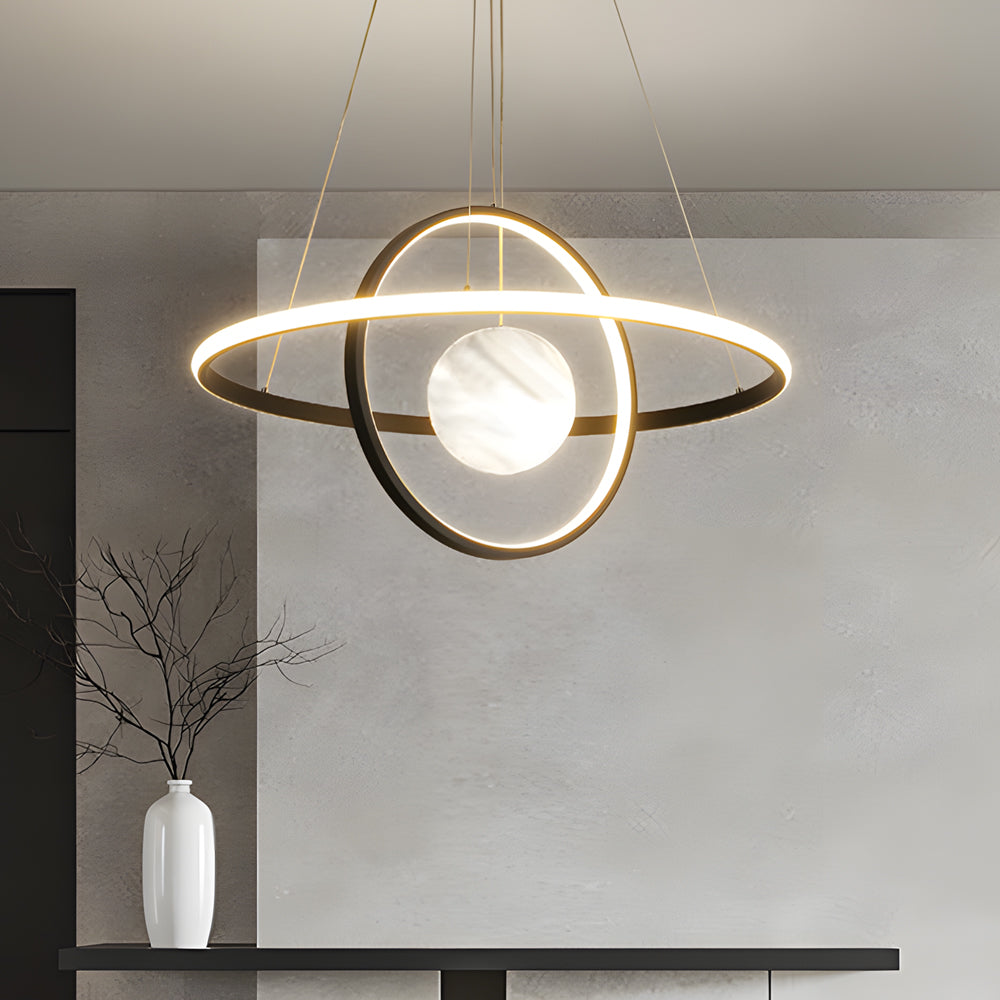 Circular Rings Planet 3 Step Dimming Simple Modern Dining Room Chandelier