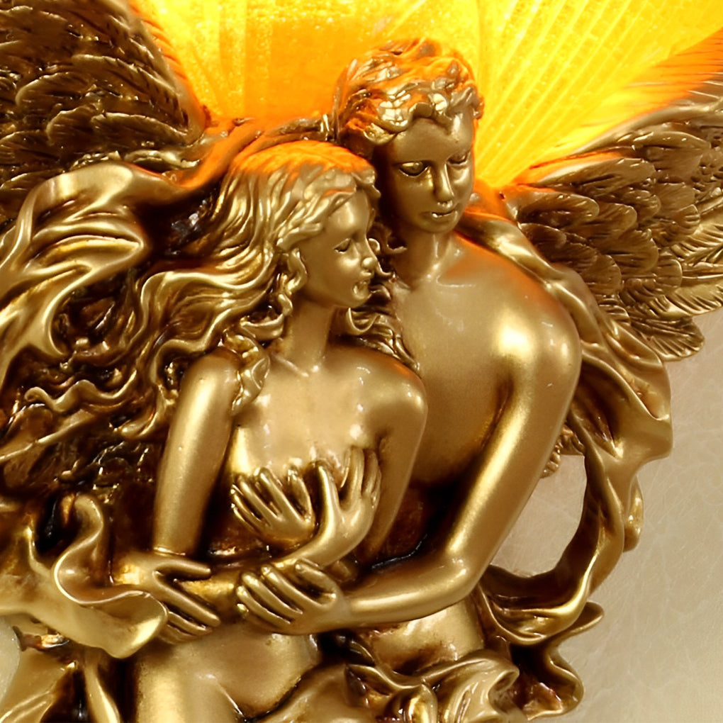 Retro Resin 3D Shy Angel Art Sculpture Glass European Style Wall Lamp