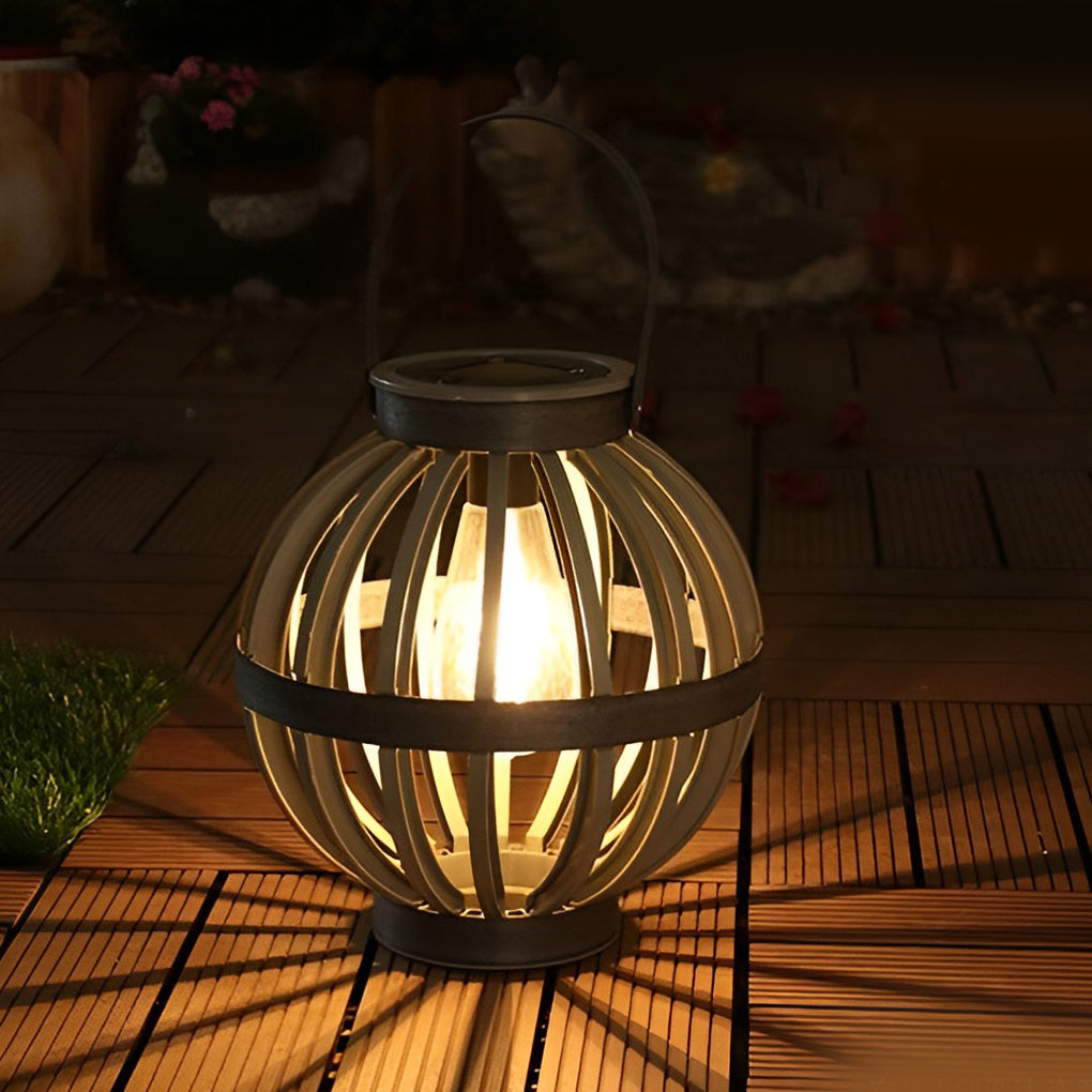 Portable PP Rattan Craft Waterproof LED Modern Solar Outdoor Lanterns