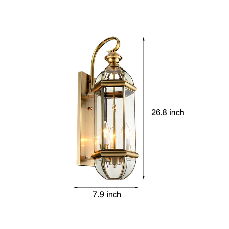 Retro Creative Copper Glass European Style Outdoor Wall Lights Exterior Lamp