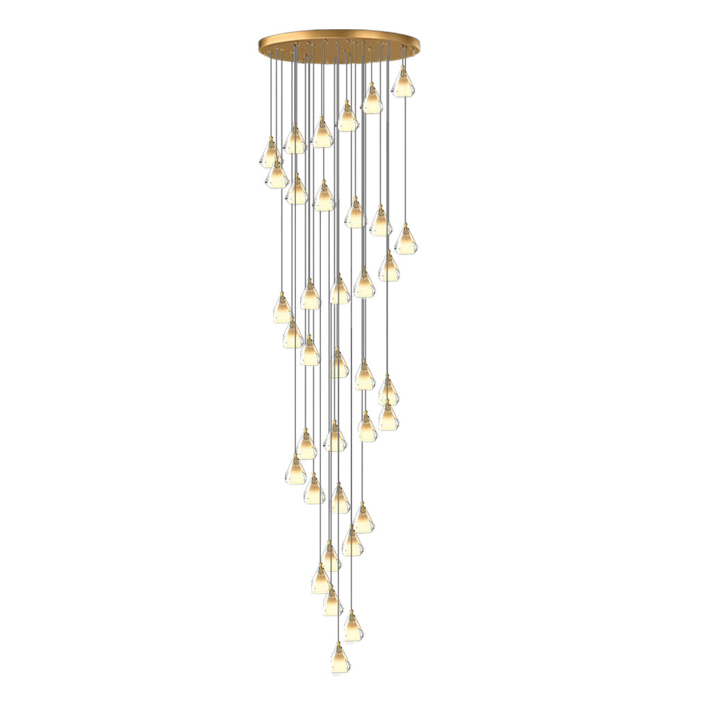 Creative Crystal Shade Three Step Dimming Nordic Staircase Chandelier