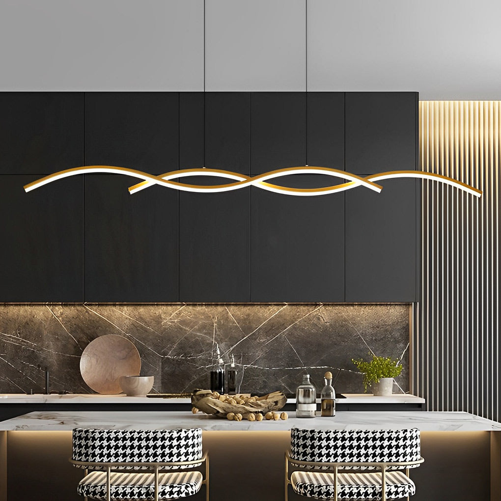 Wavy Lines Minimalist LED Ins Nordic Dining Room Chandeliers Hanging Lamp