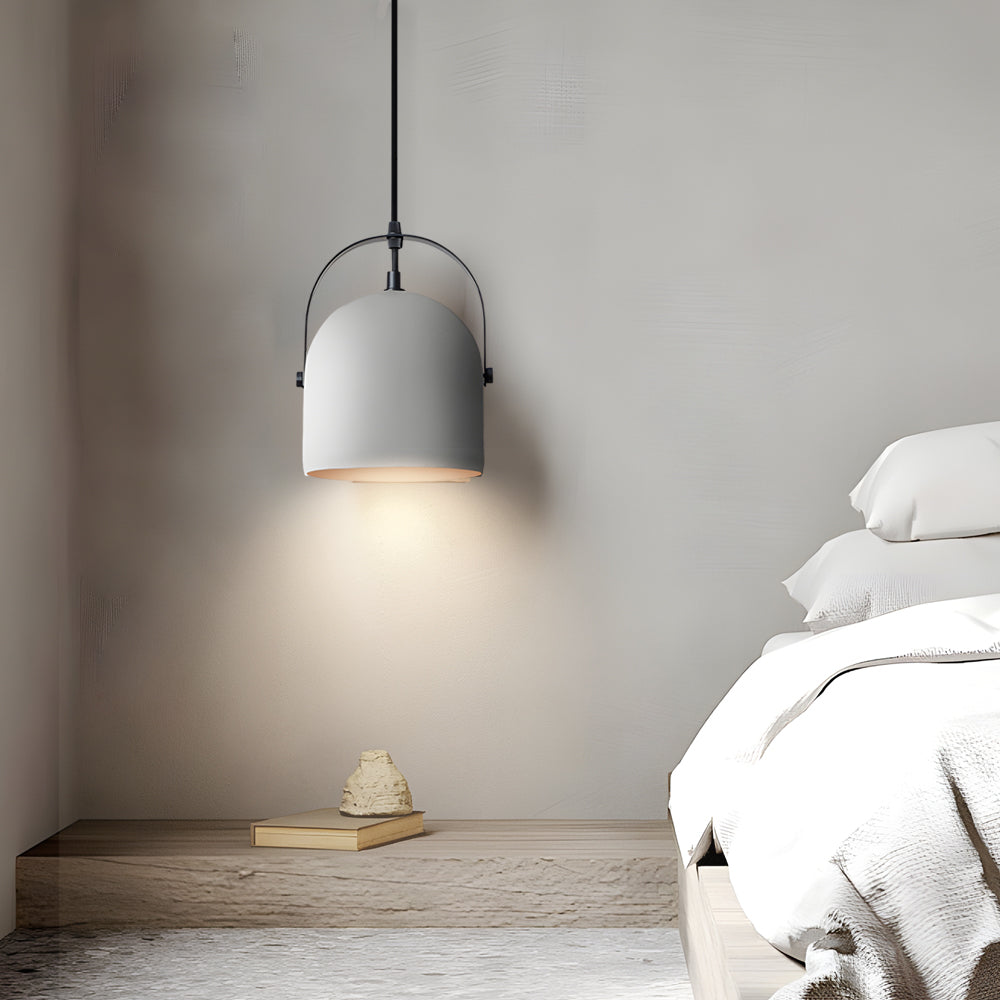 Cement Cylinder Pendant Light 1-Light Concrete Hanging Light in Gray/White/Black