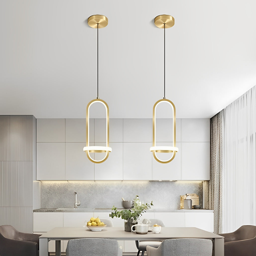 Artistic Rounded Rectangle LED Modern Pendant Lighting Kitchen Island Lighting