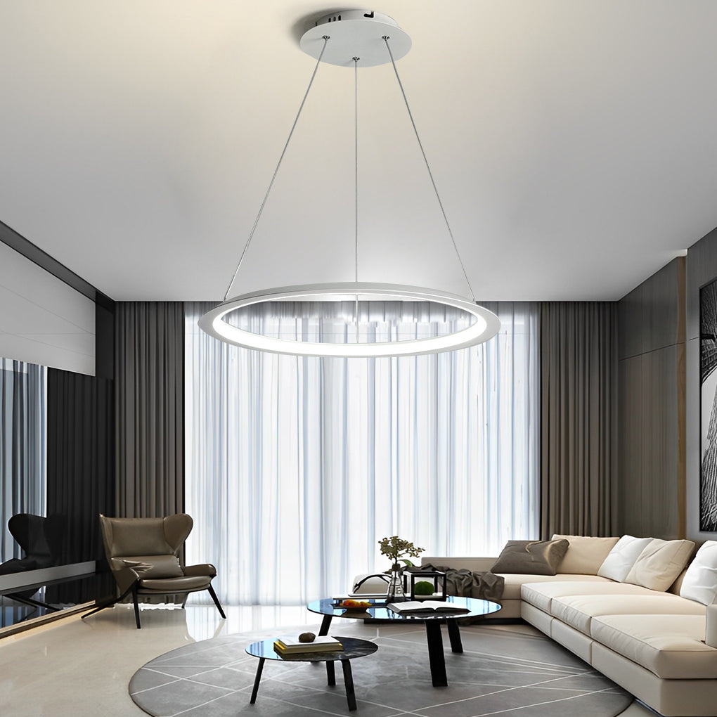 Minimalist Round LED Stepless Dimming Nordic Chandelier Hanging Lamp