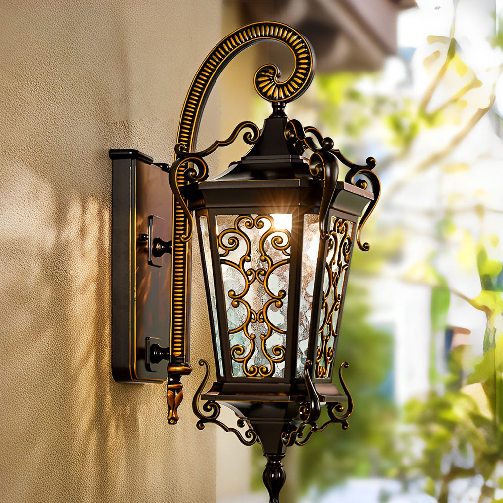 Retro Pattern Outdoor Waterproof European Style Wall Lamp Exterior Lights