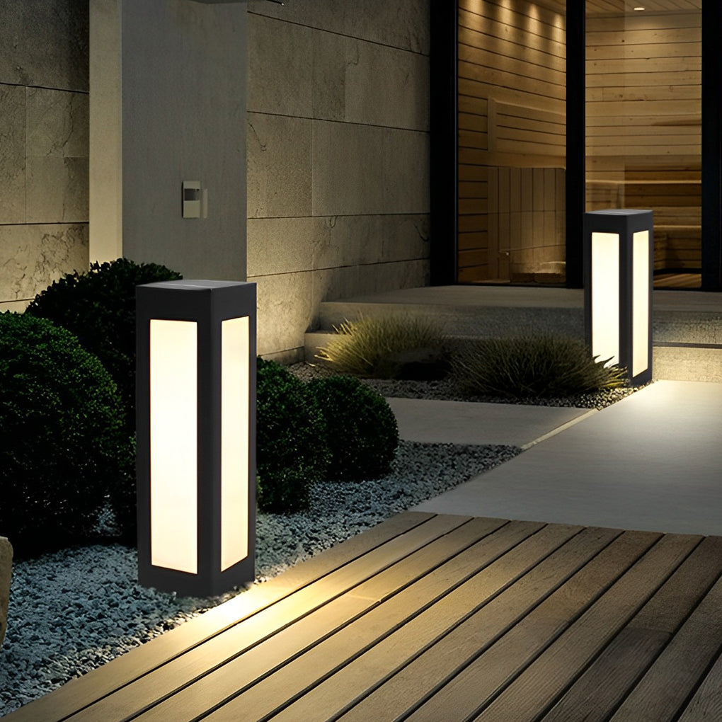 Rectangular Waterproof LED Black Modern Automatic Solar Outdoor Lights