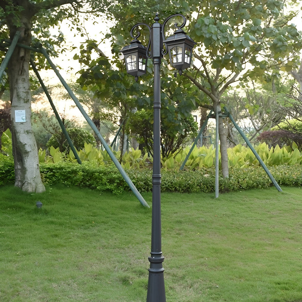 2 Lights Waterproof Black European Style Outdoor Pole Lights Public Lighting