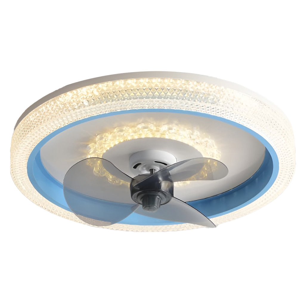 Round Muted 360° Rotatable Stepless Dimming LED Modern Ceiling Fan Light