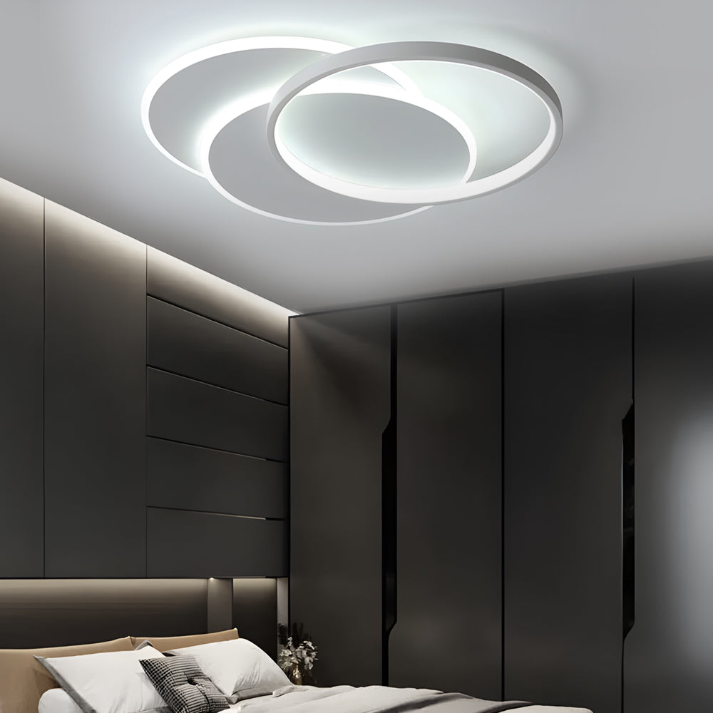 White 3 Circle Acrylic Art LED Flush Mount Ceiling Light