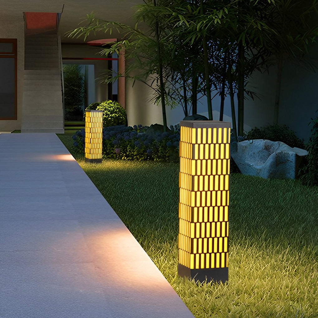 Retro Grid Designed Waterproof LED Black Modern Lawn Lamp Outdoor Lighting