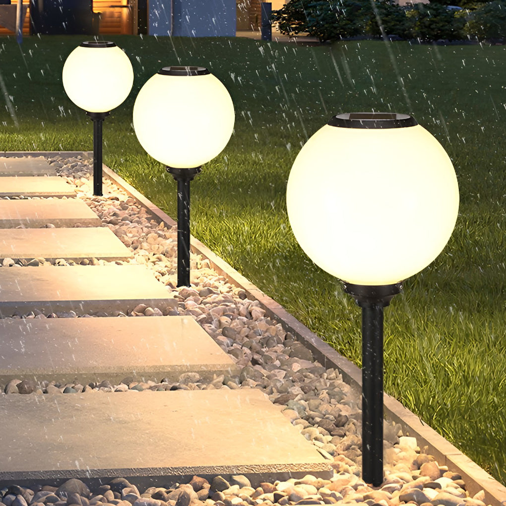 Waterproof Round LED Three Step Dimming Modern Solar Pathway Lights