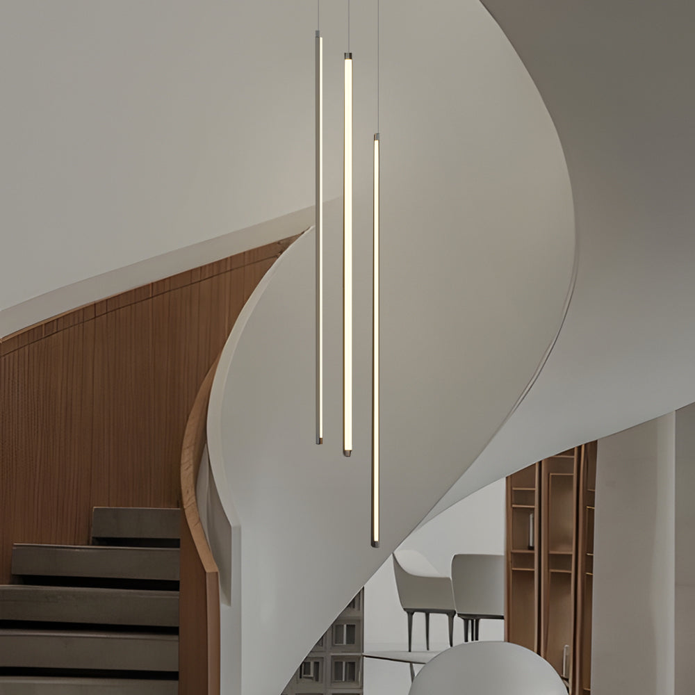 Modern Spiral Multi-Strip Chandelier for Staircases