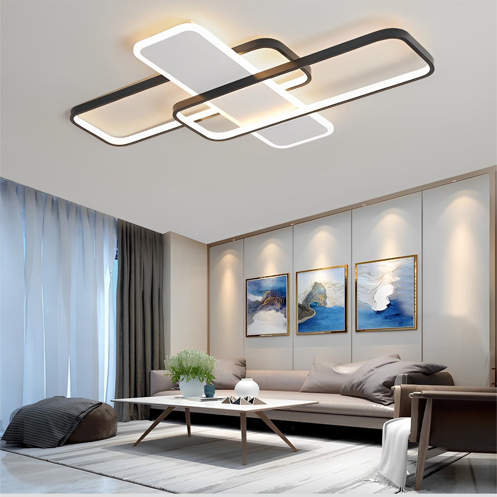 Square Overlapping Stepless Dimming LED Nordic Ceiling Lights Chandeliers