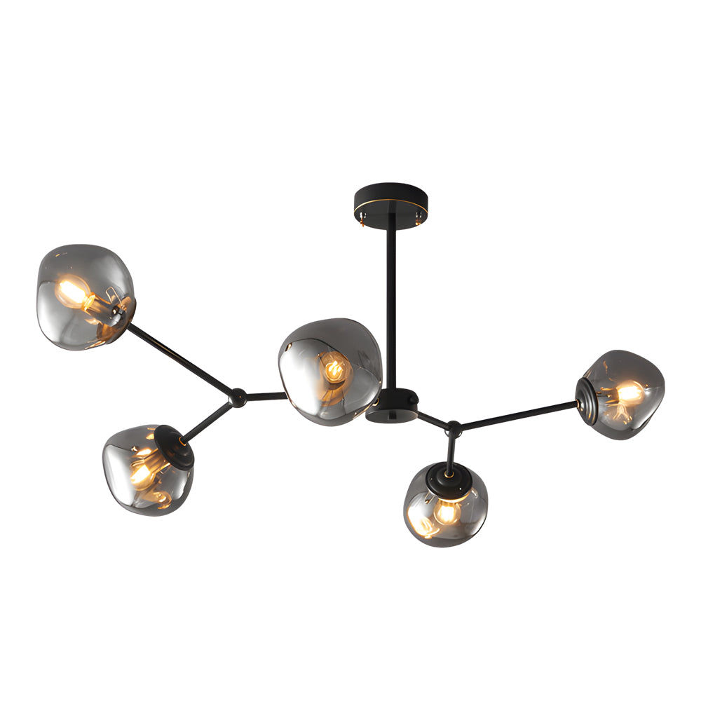 3/5/8-Light Molecule Dimpled Lava Glass Chandelier with Black Metallic Arms