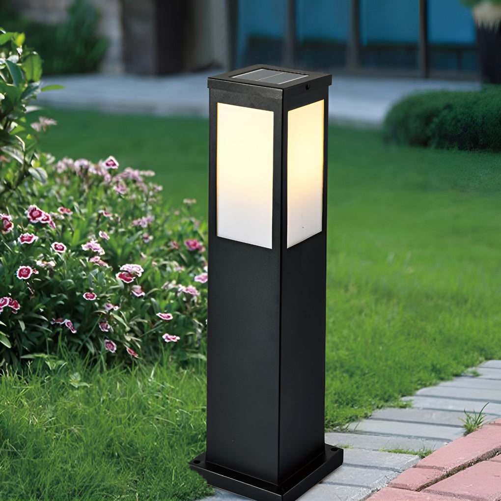 Industrial-Style Square LED Solar Landscape Lighting Waterproof Outdoor Pathway Lights with Remote Control