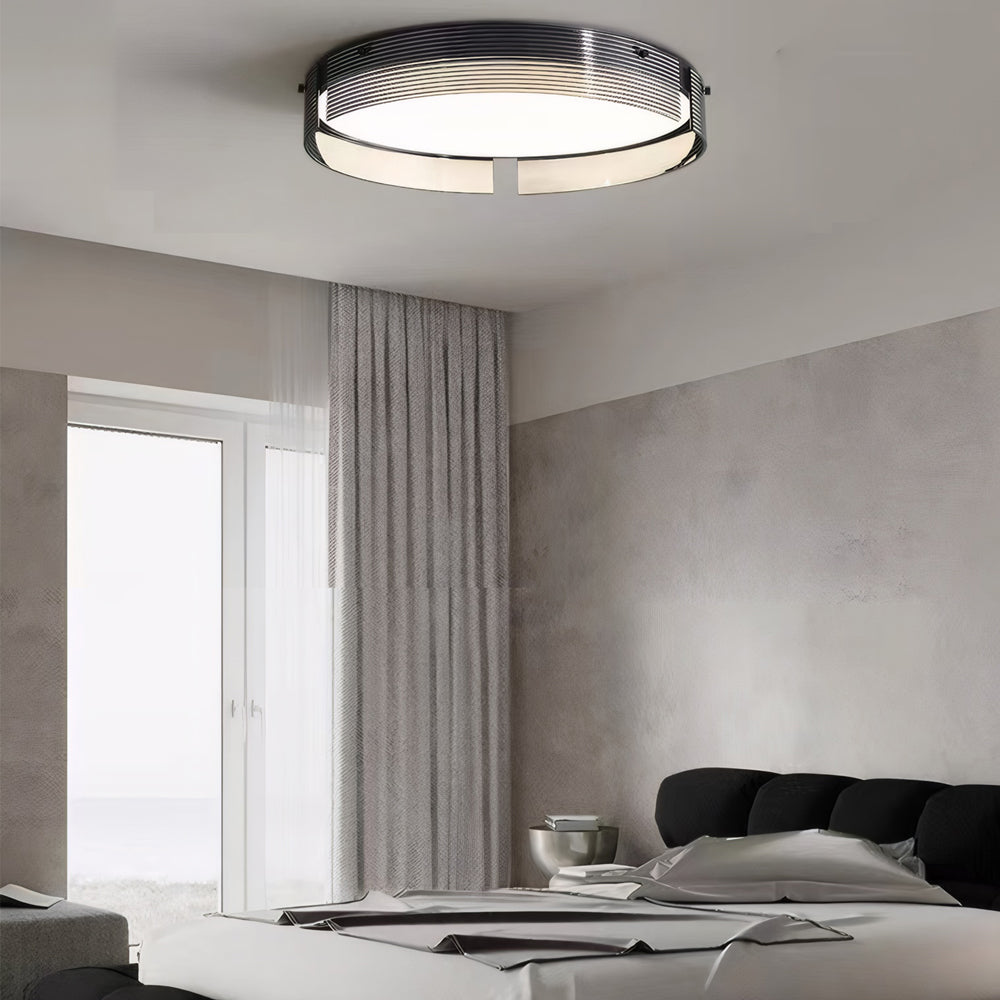 16.5/20.5-in Round Black Stripe Glass LED Flush Mount Light