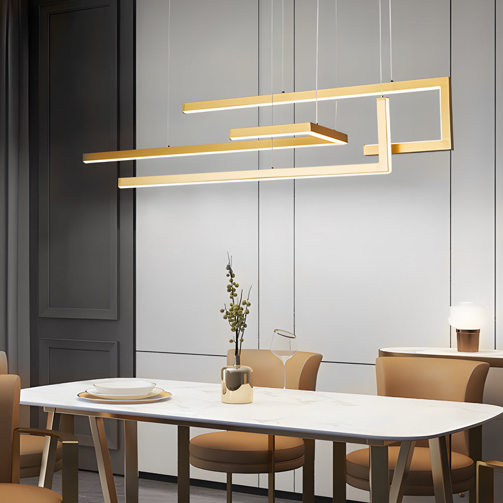 Strips Geometric LED Dimmable with Remote Control Nordic Dining Chandelier