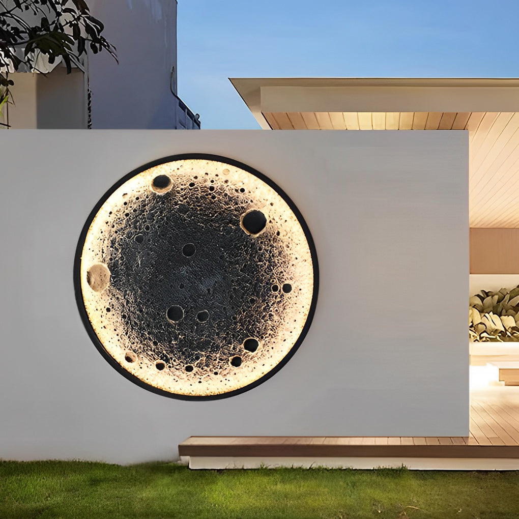 Round Moon Waterproof LED Modern Outdoor Wall Lights Fixture Wall Lamp