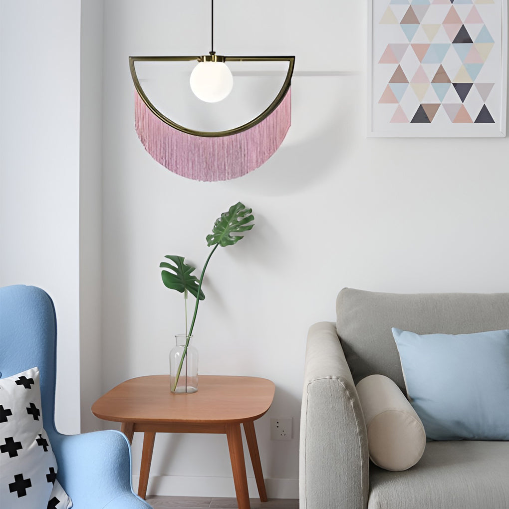 Pink Tassels Creative LED Nordic Chandelier Pendant Light Hanging Lamp