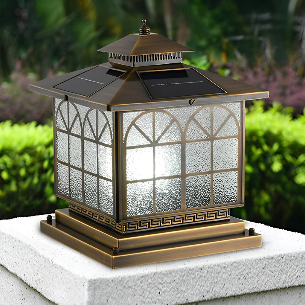 Classical Waterproof LED 3 Step Dimming Bronze Solar Post Caps Lights